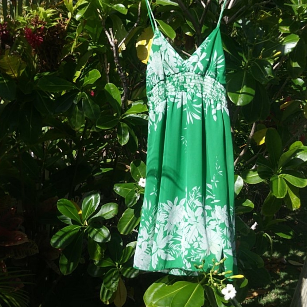 Hawaiian Floral Print Spaghetti Strap Mini Dress - Picture 3 of 5